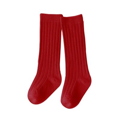 Baby Toddlers Kids Knee High Socks Cozy Warm Cotton Uniform Sports Socks Dress Socks Cable Knit Unisex (Red, 3-5 Years)
