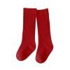 Baby Toddlers Kids Knee High Socks Cozy Warm Cotton Uniform Sports Socks Dress Socks Cable Knit Unisex (Red, 3-5 Years) view 1