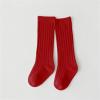 Baby Toddlers Kids Knee High Socks Cozy Warm Cotton Uniform Sports Socks Dress Socks Cable Knit Unisex (Red, 3-5 Years) view 3