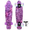 Nattork Skateboards 22 Inch Mini Cruiser Purple Skateboard Complete Retro Skate Boards with Colorful Light Up PU Wheels for Kids Girls Boys Beginners view 1