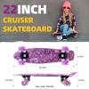 Nattork Skateboards 22 Inch Mini Cruiser Purple Skateboard Complete Retro Skate Boards with Colorful Light Up PU Wheels for Kids Girls Boys Beginners view 3