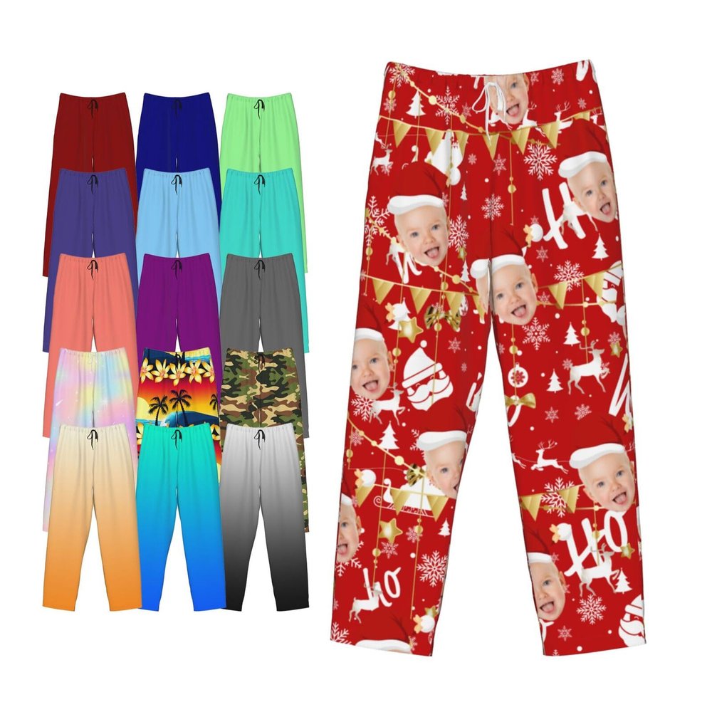 Custom Pajamas with Face Custom Casual Pajama Pants for Men Personalized Pajama Set with Photo Image Customize Funny Text Logo Pj Pants Add Your Own Image Text X-Large