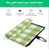 Savannan Golf Towels, Country Style Light Green and White Plaid Buffalo Check Microfiber Waffle Absorbent Golf Accessories with Handy Clip for Golf Bag for Women, Men 24x16 Inch view 2