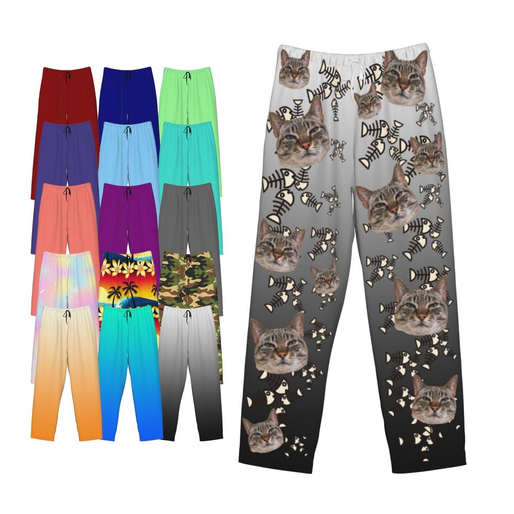 Custom Pajamas with Face Custom Casual Pajama Pants for Men Personalized Pajama Set with Photo Image Customize Funny Text Logo Pj Pants Put Your Image Text On It Large