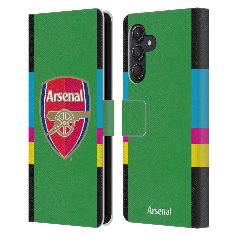 Head Case Designs Officially Licensed Arsenal FC Third Goalkeeper 2016/17 Crest Kit Leather Wallet Case Compatible with Samsung Galaxy M55 5G
