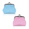 AfitLulu 2Pcs Polka Dot Coin Purse for Women, Small Change Purse Kiss Lock Coin Wallet (White+Rose Pink, Blue+Pink) view 1