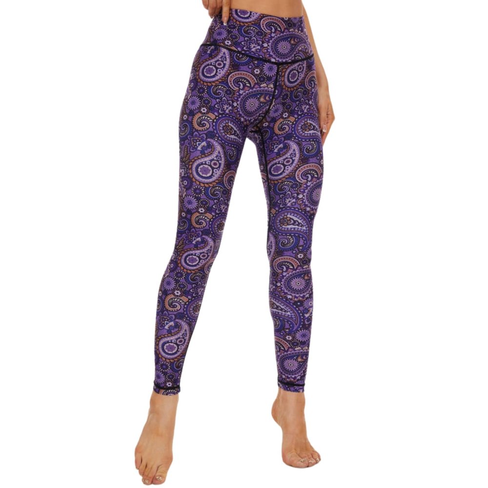 Chisportate Women High Waist Yoga Legging Power Flex Tummy Control Workout Stretch Sport Yoga Pants for Gym Exercise Fitness Dark Purple