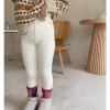 Baby Girls Winter Leggings Fleece Lined Toddler Kids Basic Solid Full Length Pants for School Girl (Beige, 5-6 Years) view 2