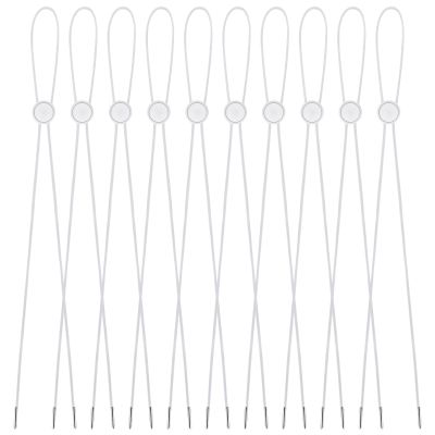10 Pcs Hat Strap Clips for Wind Flexible Hats, Adjustable Elastic Removable Chin Cord Anti-Lost Cap Strap Clips Fastener for Golfing Boating Fishing Outdoor (White)