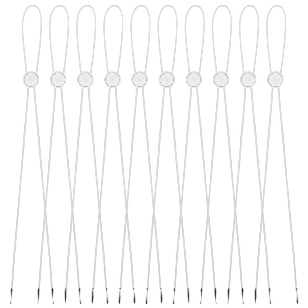 10 Pcs Hat Strap Clips for Wind Flexible Hats, Adjustable Elastic Removable Chin Cord Anti-Lost Cap Strap Clips Fastener for Golfing Boating Fishing Outdoor (White)