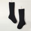 Baby Toddlers Kids Knee High Socks Cozy Warm Cotton Uniform Sports Socks Dress Socks Cable Knit (Black, 3-5 Years) view 2