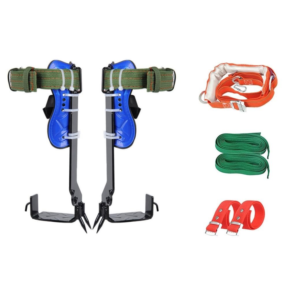 Tree Climbing Spikes Set, Tree Climbing Gear with Seat Belts, Taping and Foot Straps, Manganese Steel Claw, Climbing Spikes for Coconut Pickin Felling Trees in High Places Catching Hornets' Nests (AC)