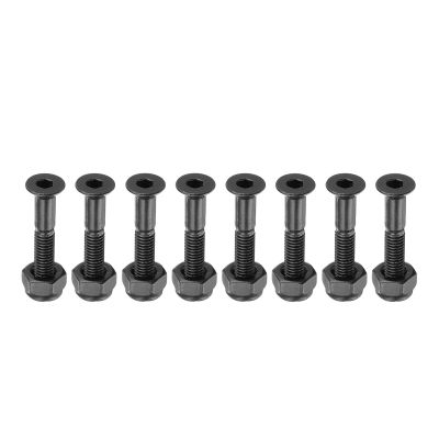 PATIKIL Skateboard Hardware Kit 1-1/8", 8pcs Carbon Steel Grade 8.8 Mounting Screws Bolts Nuts Set for Skateboard Cruiser, Black