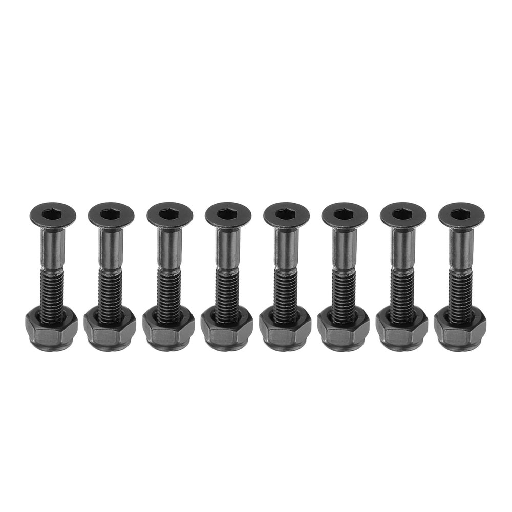 PATIKIL Skateboard Hardware Kit 1-1/8", 8pcs Carbon Steel Grade 8.8 Mounting Screws Bolts Nuts Set for Skateboard Cruiser, Black