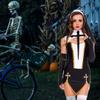 Gothic Cross Thigh High Stockings, Nun Stockings Gothic Style Socks Cross Print Stockings for Halloween Cosplay Party view 4
