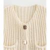 Ainangua Sleeveless Cropped Cardigan for Women Casual Chunky Knit Tank Tops Button Down Open Front Sweater Vest with Pockets(Light-Apricot,XS) view 2