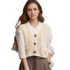Ainangua Sleeveless Cropped Cardigan for Women Casual Chunky Knit Tank Tops Button Down Open Front Sweater Vest with Pockets(Light-Apricot,XS) view 3