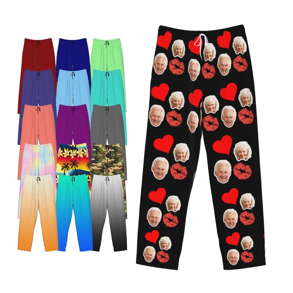 Custom Pajamas with Face Custom Casual Pajamas for Men Personalized Pajama Pants with Photo Image Customize Funny Text Logo Pajamas Set Customize Your Text Small