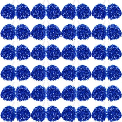 60 Pcs Cheerleading Pom Poms Bulk Cheer Pom Poms Sets Metallic Foil Fun Spirited Cheer Pom Poms with Plastic Handles, Cheerleader Pompoms for Kids Adults Sports Match Cheering Squad