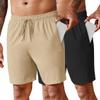 COOFANDY Men's Gym Shorts 5 Inch Athletic Workout Shorts Lightweight Casual Short with Zipper Pockets Khaki/Black view 1