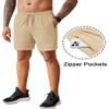 COOFANDY Men's Gym Shorts 5 Inch Athletic Workout Shorts Lightweight Casual Short with Zipper Pockets Khaki/Black view 2