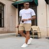 COOFANDY Men's Gym Shorts 5 Inch Athletic Workout Shorts Lightweight Casual Short with Zipper Pockets Khaki/Black view 3
