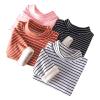 Little Boys Girls Thermal Tops Kids Winter Undershirt Stripe Turtleneck Baselayer Long Sleeve T Shirts (Black, 3-4 Years) view 1