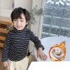 Little Boys Girls Thermal Tops Kids Winter Undershirt Stripe Turtleneck Baselayer Long Sleeve T Shirts (Black, 3-4 Years) view 2