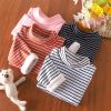 Little Boys Girls Thermal Tops Kids Winter Undershirt Stripe Turtleneck Baselayer Long Sleeve T Shirts (Black, 3-4 Years) view 3