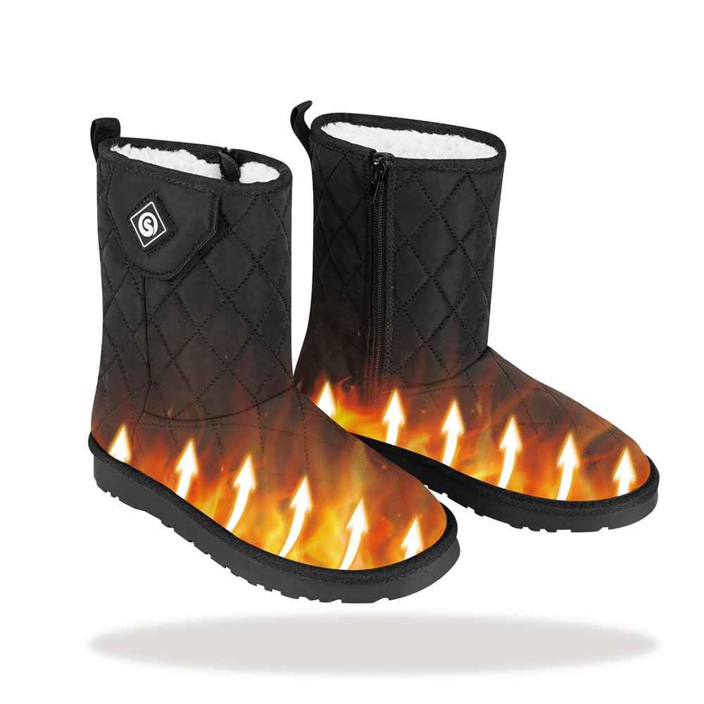 SAVIOR HEAT Heated Boots Heated Shoes for Women Men,Electric Rechargeable Heated Foot Warmer for Feet,Stylish Winter Footwear (Black,M6.5/W8)