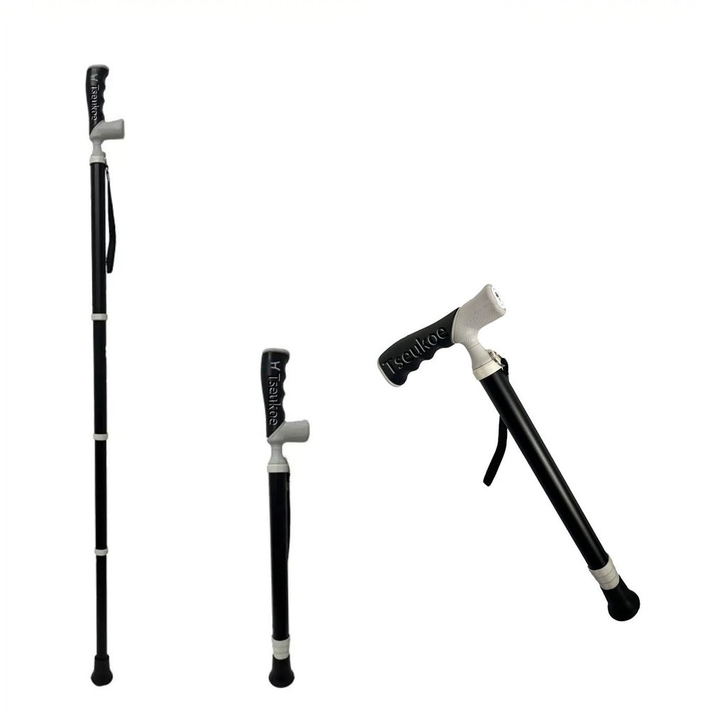 Tseukoe Outdoor Trekking Pole, Titanium Alloy Telescopic Walking Stick, Non-Slip, Ultra-Light, Convenient, Adjustable, Suitable for Travel, Hiking and Elderly People