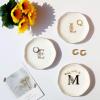 Yoqanr Ceramic Jewelry Tray Initial Ring Dish Personalized A-Monogrammed Engagement Wedding Gifts,Decorative Jewelry Holder for Friends,Sister,Birthday Mother's Day Christmas for Women,Ceramic White view 4