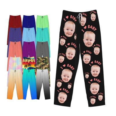 Custom Pajamas with Face Custom Casual Pajamas for Men Personalized Pajama Pants with Photo Image Customize Funny Text Logo Pajamas Set Add Photos and Text for You XX-Large
