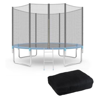 FSDIYU Trampoline Safety Net Replacement, with Dual-Headed Zippers and Protection Buckles, 6/8/10/12/13/14/16FT Round Trampoline Enclosure Surround Netting, 10 FT - 8 Poles,Black