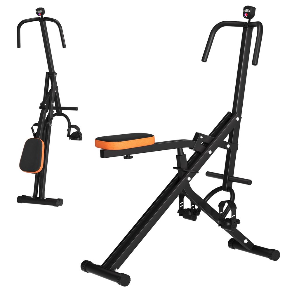 Ab Machine Abdominal Trainer for Adults,Abdominal Trainer Foldable Sit Up Benchs Full Body Exercise Equipment,Full Body Workout Foldable Waist Trainer for Home Gym Black