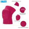 PATIKIL Medium Protective Knee Pads, 2 Pcs Anti-Slip Padded Sponge Knee Brace Support Breathable Knee Sleeve for Dance Skating Football Basketball Volleyball Protector, Rose red view 2