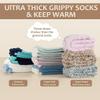 Revosoxs Fuzzy Grip Socks for Women Men,Thick Warm Slipper Cozy Fluffy Non Slip Ankle Valentines Fuzzy socks With Grips.Pink+Yellow+Light Blue+Purple view 3