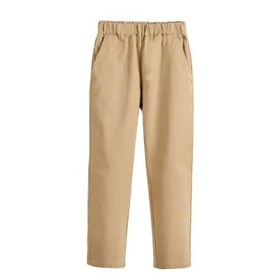 Girls Boys Pull-on Twill Pant Toddler School Uniform Skinny Stretch Elastic Waist Pockets Leg (Khaki, 7-8 Years)