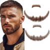 Miyamarch Human Hair Fake Beard & Fake Mustache - Realistic Costume Facial Hair for Men, Suitable for Theatrical, Funny Cosplay, Drama, Party, Movie, Halloween & Festivals(Style 3) Brown view 1