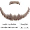 Miyamarch Human Hair Fake Beard & Fake Mustache - Realistic Costume Facial Hair for Men, Suitable for Theatrical, Funny Cosplay, Drama, Party, Movie, Halloween & Festivals(Style 3) Brown view 3