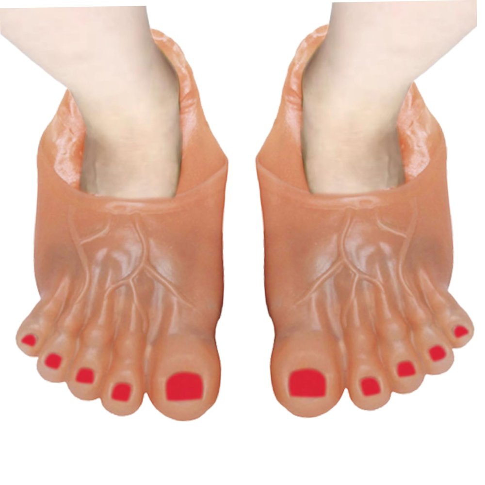 Nirelief Halloween Monster Feet Big Jumbo Foot Slippers Cosplay Costume Props for Party 1Pair Beige Halloween Jumbo Feet Halloween Cosplay Costume Props Monster Feet Slippers