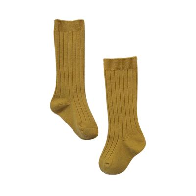 Baby Toddlers Kids Knee High Socks Cozy Warm Cotton Uniform Sports Socks Dress Socks Cable Knit (Yellow, 0-6 Months)