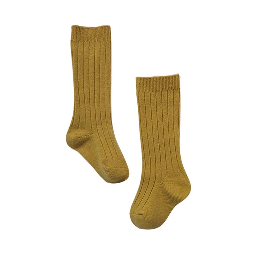 Baby Toddlers Kids Knee High Socks Cozy Warm Cotton Uniform Sports Socks Dress Socks Cable Knit (Yellow, 0-6 Months)