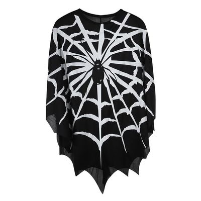 PENINSULA LOVE Halloween Spider Web Poncho Day of The Dead Black Lace Cloak Cosplay Party Costume Cape for Women Men