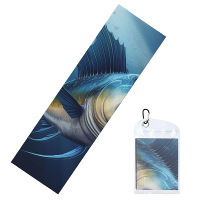 HCLYvexiria Cooling Towel (40"x12") Ice Towel Blue Fish Cooling Towel for Neck Microfiber Cold Towel for Workout Soft Breathable Stay Cool Rags for Yoga Golf Gym Fitness