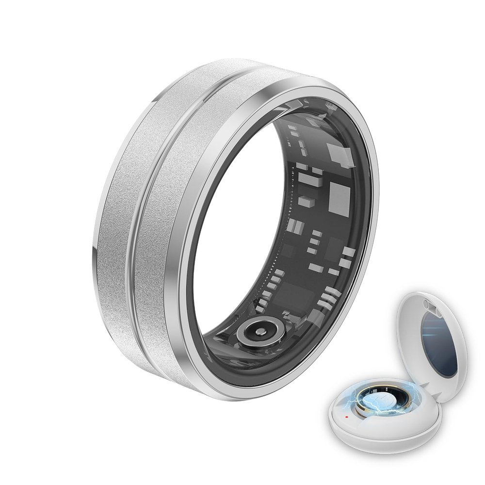 viohead Smart Ring Health Tracker - Fitness Sleep Heart Rate Blood Oxygen Tracker Smart Ring for Men and Women,IP68 Waterproof Level Bluetooth Fitness Tracker Rings - Free APP (Silvery, 8)