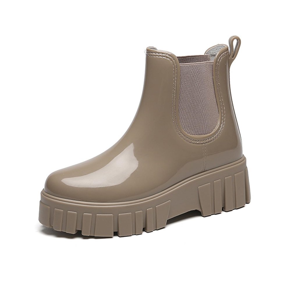 CPMBFDC Women's Short Rain Boots Outdoor Non-Slip Work Boots Garden Boots Comfortable Lightweight Waterproof Rain Boots (Apricot,8)
