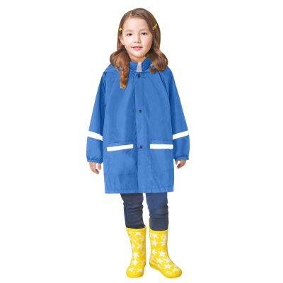 Kids Raincoat with Hood, Toddler Lightweight Rain Jacket, Children Rainwear, Boy Girl Waterproof Rain (Blue, 2 Years)