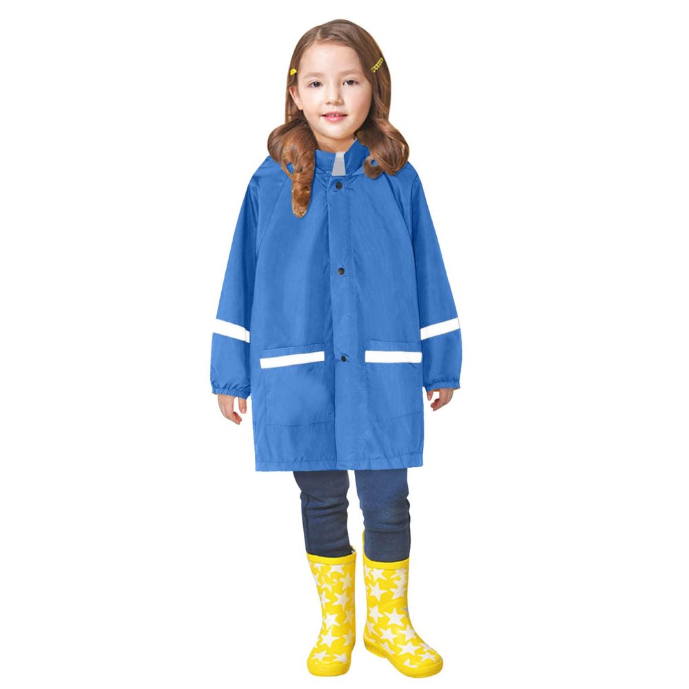 Kids Raincoat with Hood, Toddler Lightweight Rain Jacket, Children Rainwear, Boy Girl Waterproof Rain (Blue, 2 Years)