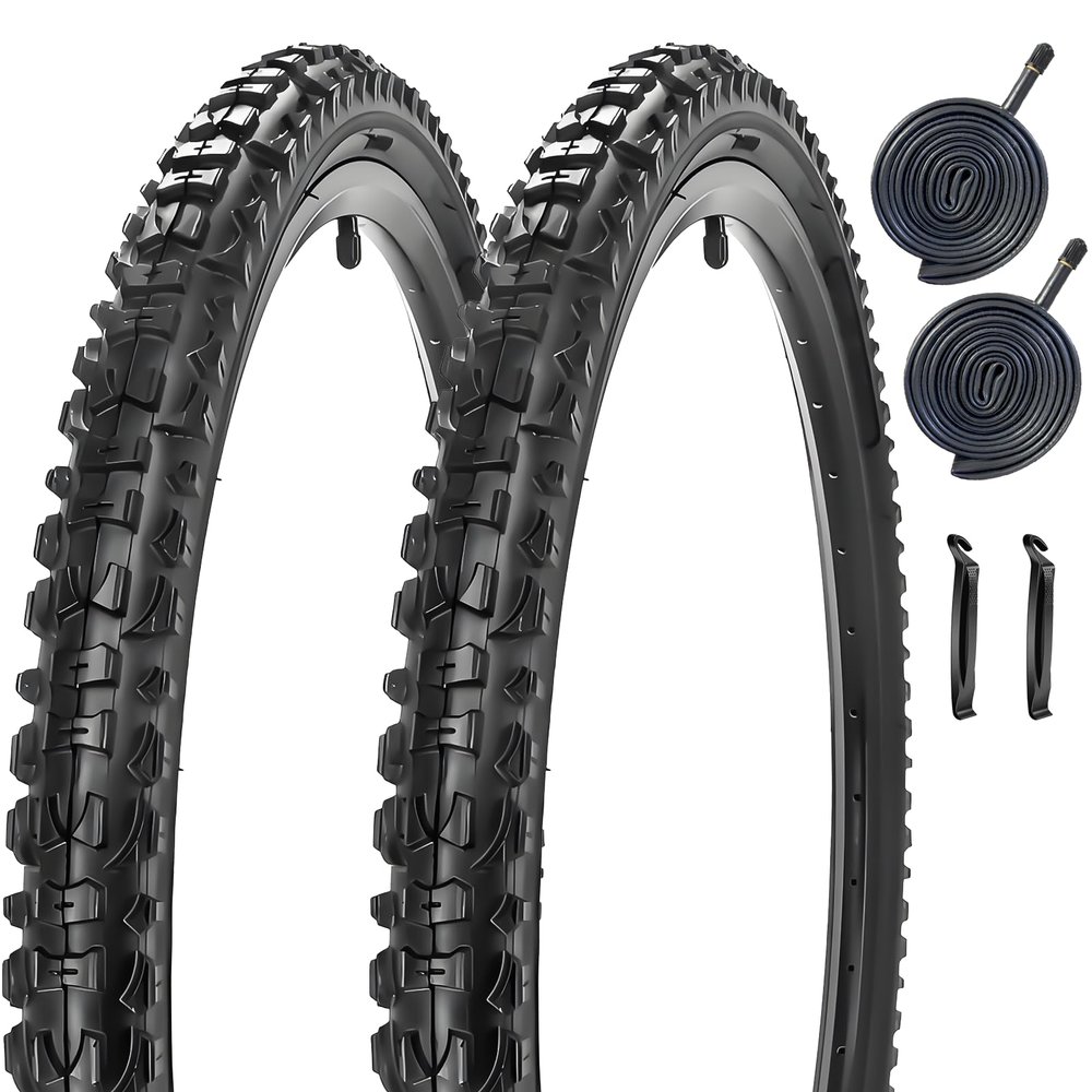 2 Pack 26 X 1.95 Bike Tires 26 X 1.75/1.95/2.125 Replacement Bicycle Tires or Set with Inner Tubes AV 32mm Schrader Valve Suitable for Mountain Beach Cruiser Bike Replacement Tires & Tubes